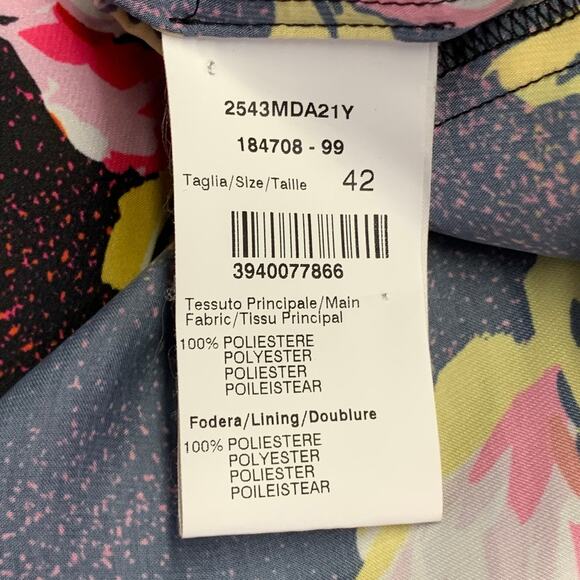 MSGM Size M Brown Multi Color Polyester Floral Bow A-Line Dress - Picture 10 of 11